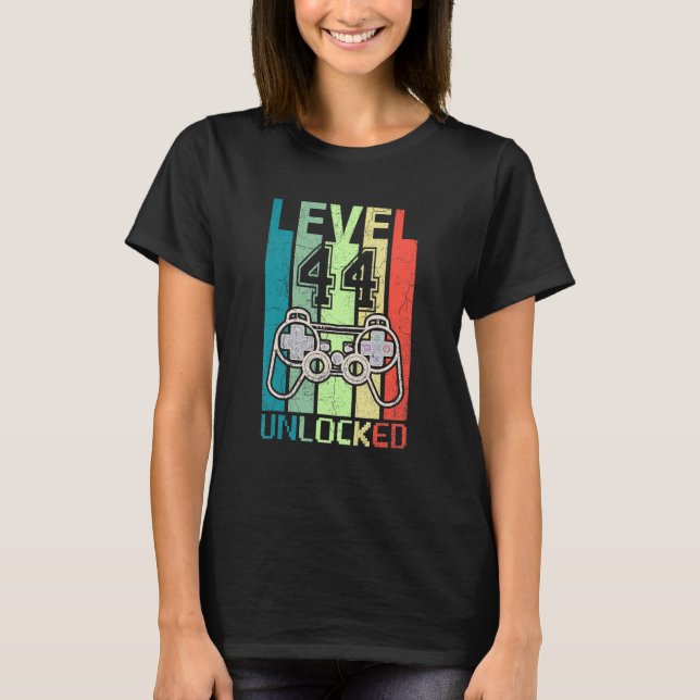 T-shirt Niveau 44 Déverrouillé Jeu vidéo 44e anniversaire  (Devant)