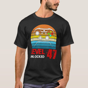 T-shirt Niveau 47 Jeu vidéo déverrouillé 47e Anniversaire 