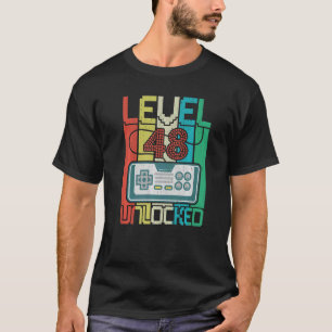 T-shirt Niveau 48 Déverrouillé Video Gamer 48e anniversair