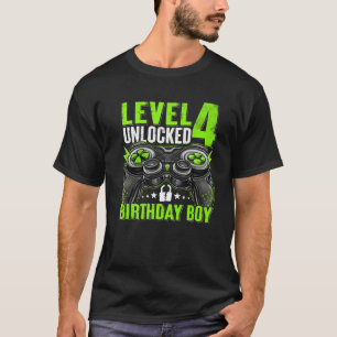 T-shirt Niveau 4 Anniversaire déverrouillé Garçon 4 ans Ga