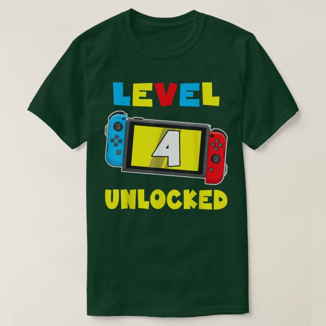 T-shirt Niveau 4 Déverrouillé 4ème Anniversaire Jeu vidéo  (Design devant)
