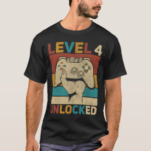 T-shirt Niveau 4 Déverrouillé Garçon 4 ans Quatrième Anniv
