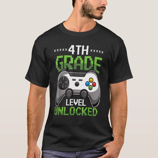 T-shirt Niveau 4e Déverrouillé Retour à l'école Jeu vidéo (Devant)
