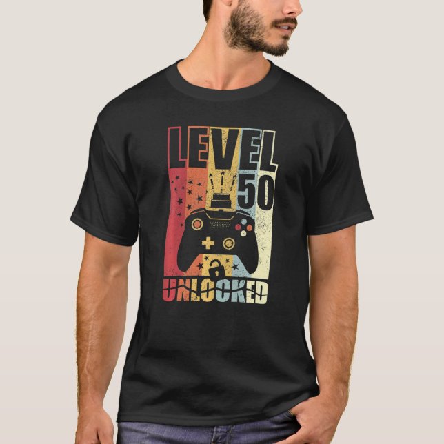 T-shirt Niveau 50 Anniversaire déverrouillé Niveau 50e Ann (Devant)