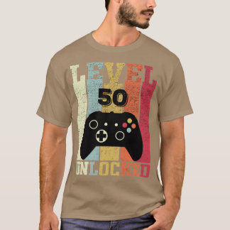T-shirt Niveau 50 Débloqué Vidéo Drôle de jeu vidéo 50e An