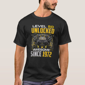 T-shirt Niveau 50 Déverrouillé Étonnant Depuis 1972 50E An