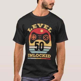 T-shirt Niveau 50 Jeu vidéo déverrouillé 50e anniversaire 
