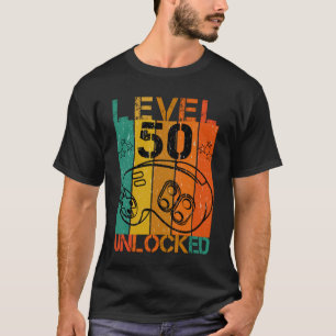 T-SHIRT NIVEAU 50 UNLOCKED FUNNY GAMER GEEK 50E ANNIVERSAI
