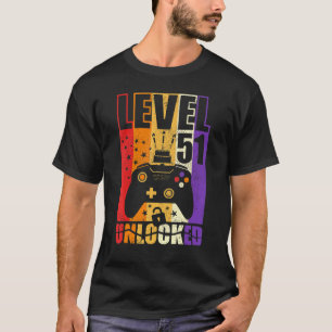 T-shirt Niveau 51 Anniversaire déverrouillé Niveau 51e Ann