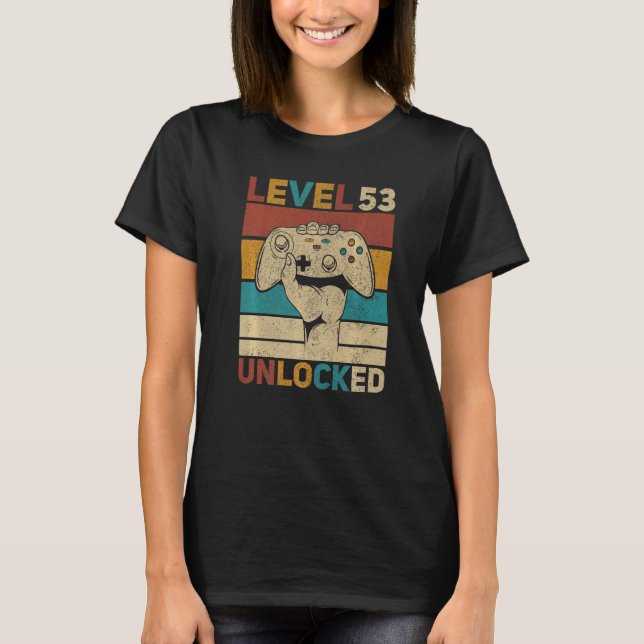 T-shirt Niveau 53 Déverrouillé 53ème anniversaire 53 ans J (Devant)
