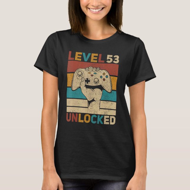 T-shirt Niveau 53 Déverrouillé 53ème anniversaire 53 ans J (Devant)