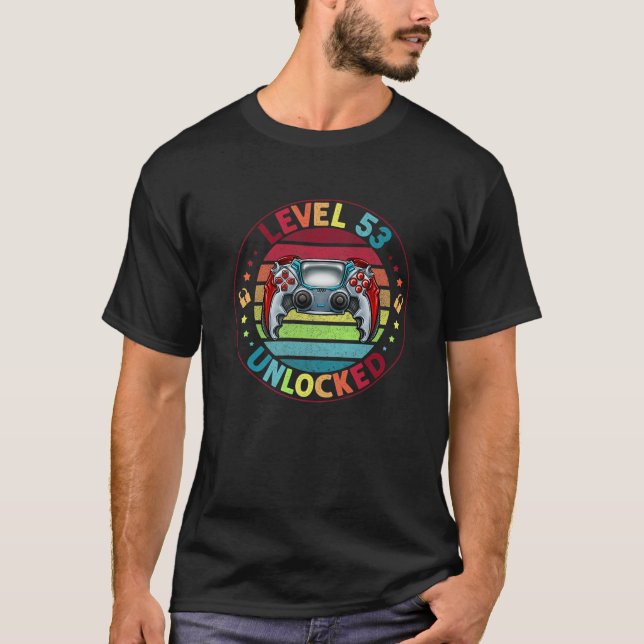 T-shirt Niveau 53 Déverrouillé Étonnant Depuis 1968 53E An (Devant)