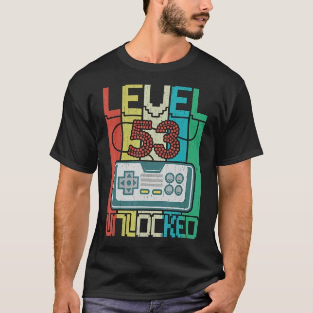 T-shirt Niveau 53 Jeu vidéo déverrouillé 53e anniversaire (Devant)