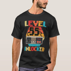 T-shirt Niveau 55 Jeu Vidéo Déverrouillé Cadeaux 55E Anniv