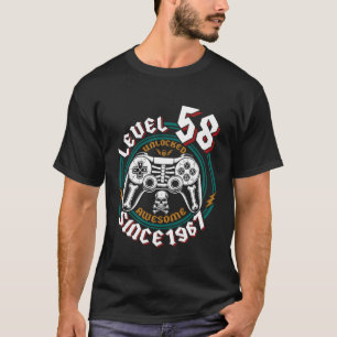 T-shirt Niveau 58 Débloqué Incroyable Depuis 1967, Joueur