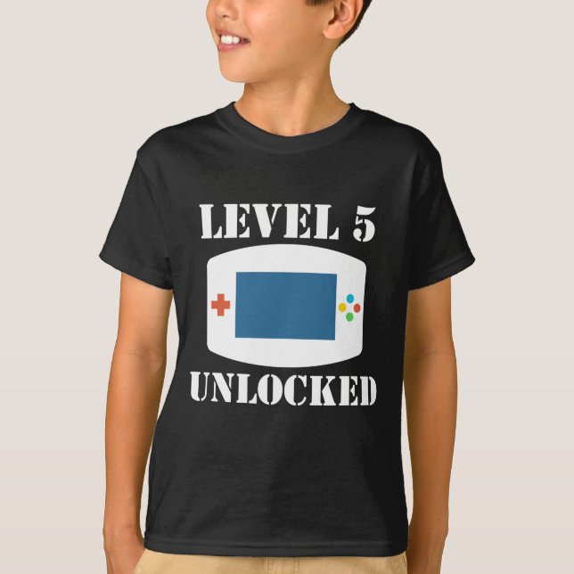 T-shirt Niveau 5 débloqué 5ème anniversaire de jeux vidéo (Devant)