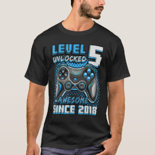 T-shirt Niveau 5 Déverrouillé Awesome 2018 Jeu vidéo 5e an