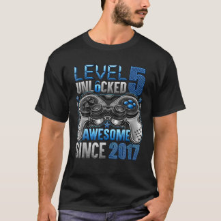 T-shirt Niveau 5 Déverrouillé Awesome Depuis 2017 5E Anniv