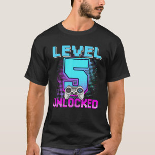 T-shirt Niveau 5 Déverrouillé Awesome Vidéo Jeu Anniversai