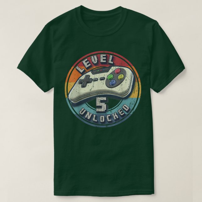 T-shirt Niveau 5 Jeu vidéo déverrouillé 5e anniversaire Ga (Design devant)