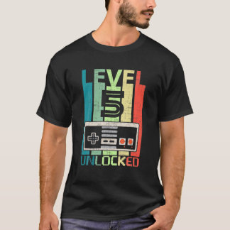 T-shirt Niveau 5 Jeu vidéo déverrouillé 5E Cadeau Annivers