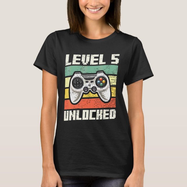 T-shirt Niveau 5 Jeu vidéo déverrouillé 5e Jeu d'anniversa (Devant)