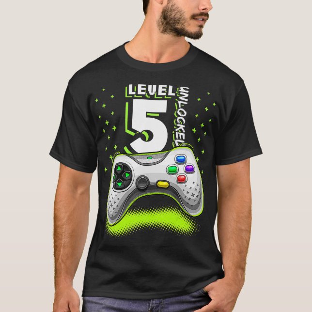 T-shirt Niveau 5 Jeu vidéo déverrouillé 5e Jeu d'anniversa (Devant)