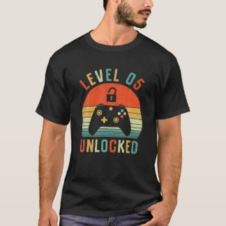T-shirt Niveau 5 Jeu vidéo déverrouillé Vintage 5E Anniver