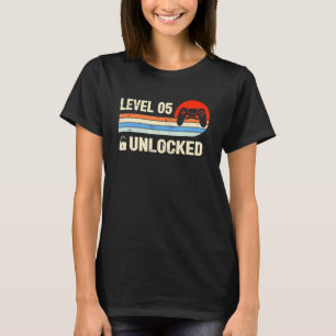 T-shirt Niveau 5 Joueur déverrouillé Vidéo Rétro 5 ans Ann