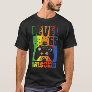 T-shirt Niveau 65 Déverrouillé Anniversaire Niveau 65e Jeu