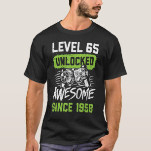 T-shirt Niveau 65 Déverrouillé Awesome Depuis 1958 Jeu Vid