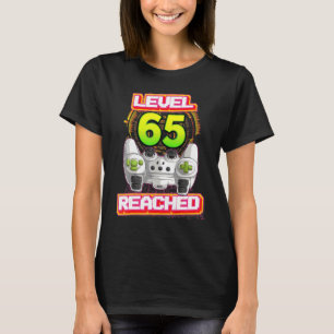 T-shirt Niveau 65 Joueur atteint 65e Anniversaire Jeu vidé