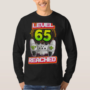 T-shirt Niveau 65 Joueur atteint 65e Anniversaire Jeu vidé