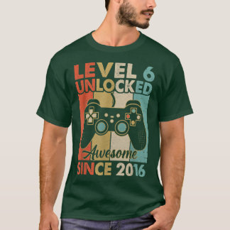 T-shirt Niveau 6 Déverrouillé Awesome 2016 Jeu Vidéo 6E Na