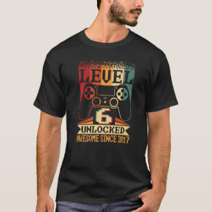 T-shirt Niveau 6 Déverrouillé Awesome Gamer Boy 2017 6e an