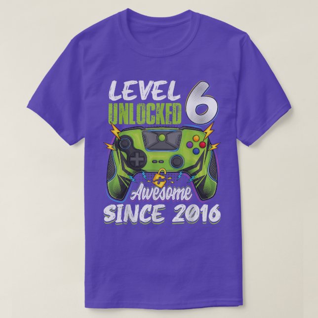 T-shirt Niveau 6 Déverrouillé impressionnant 2016 6e anniv (Design devant)
