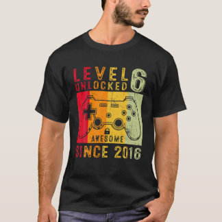 T-shirt Niveau 6 Jeu vidéo déverrouillé 6 ans 6 ans Annive