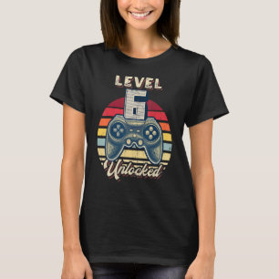 T-shirt Niveau 6 Jeu vidéo déverrouillé 6e anniversaire 1