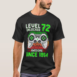 T-shirt Niveau 72 Débloqué Incroyable Depuis 1954 Joueur D