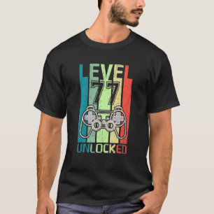 T-shirt Niveau 77 Jeu vidéo déverrouillé 77e anniversaire 