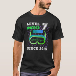T-shirt Niveau 7 Anniversaire Déverrouillé Présente stupéf