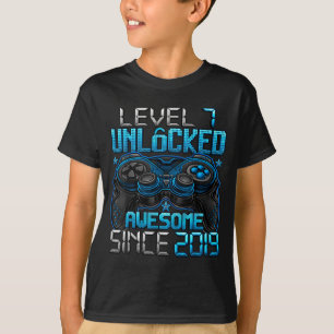T-shirt Niveau 7 Débloqué 7 Ans Pour Garçons 7e Anniversai