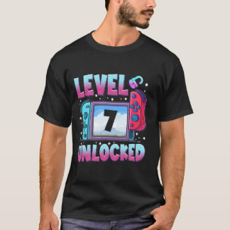 T-shirt Niveau 7 Débloqué 7ème Anniversaire Enfants Garçon