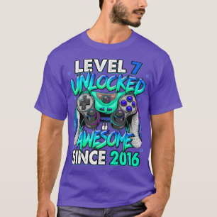 T-shirt Niveau 7 Débloqué Incroyable Depuis 2016 7e Annive