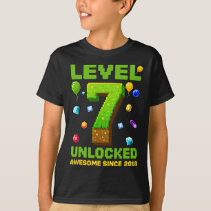 T-shirt Niveau 7 Débloqué Incroyable Depuis 2018 Pixel Ann