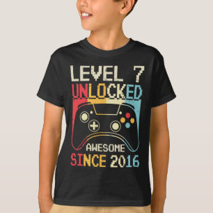 T-shirt Niveau 7 Débloqué Jeu Vidéo 7ème Anniversaire Garç