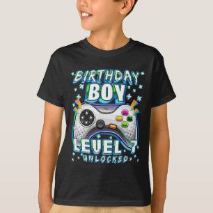 T-shirt Niveau 7 Débloqué Jeu Vidéo 7ème Anniversaire Garç