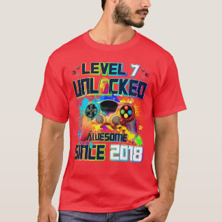T-shirt Niveau 7 Débloqué Joueur de Vidéo de 7 Ans 7e Anni