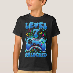 T-shirt Niveau 7 débloqué pour le garçon d'anniversaire, a