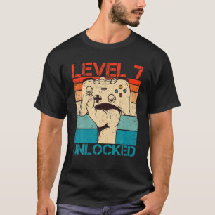 T-shirt Niveau 7 Déverrouillé Anniversaire Funny Video Gam